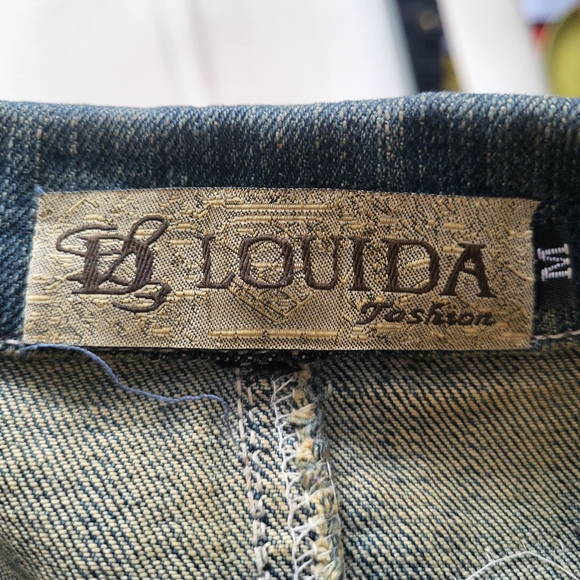 Embellished Floral Denim Jacket - Blue - - Picture 5 of 6